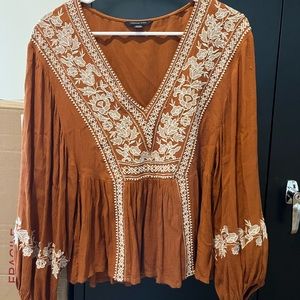 American Eagle burnt orange boho top, size M